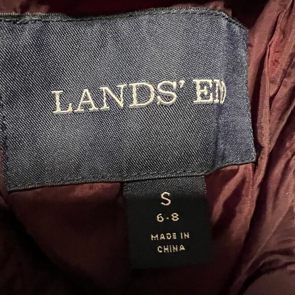 Lands End Coat Womens Small 6-8 Puffer Quilted Jacket Red Maroon Primaloft - Picture 6 of 7